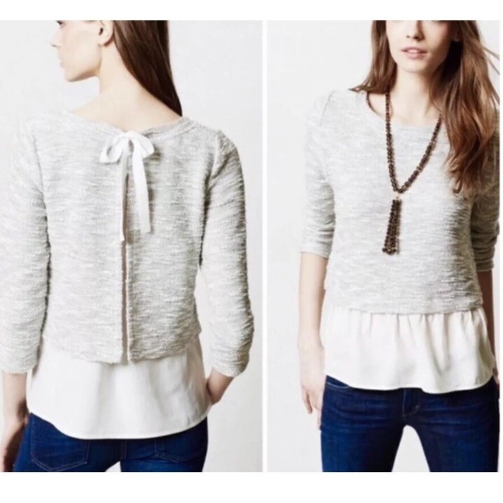 Anthropologie Gray and Cream Sweater